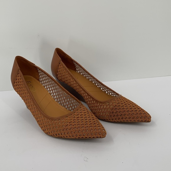 Franco Sarto Talina wedge shoe mesh crochet fabric upper brown slip-on new 8 - Picture 2 of 6